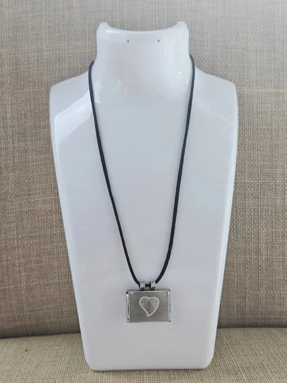 Taweez Keeper Pendant Necklace Silver Tone Fashion Jewelry W/ Black Cord